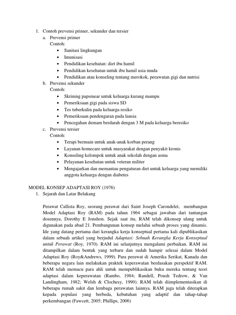 Contoh Prevensi Primer Sejarah Roy