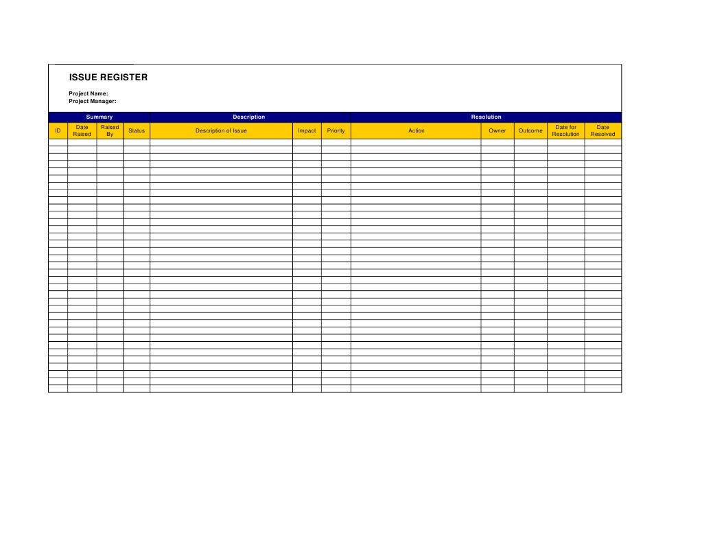 Execution Template - Issue Register | PDF | Finance & Money Management ...