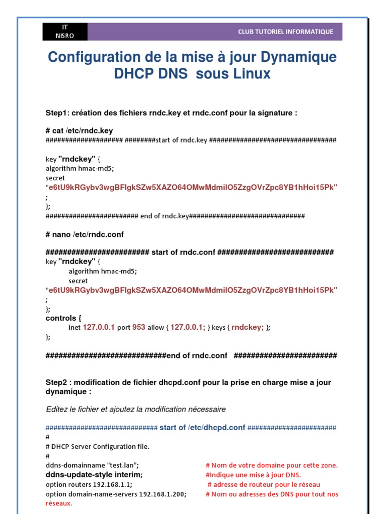 Configuration DHCP DNS sous Linux | PDF | Système de noms de domaines ...