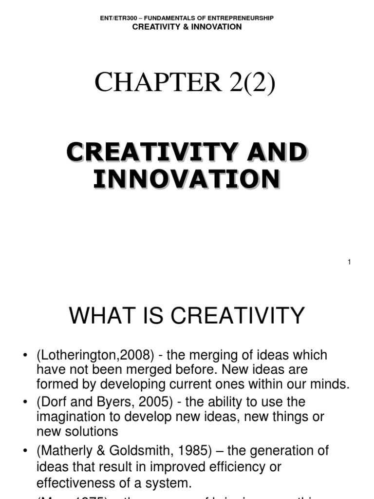 Creativity and Innovation in Entrepreneurship | PDF | Innovation ...
