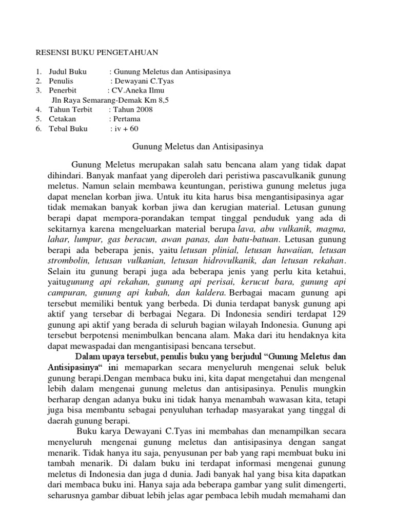 RESENSI BUKU PENGETAHUAN 1 Judul Buku Gunung