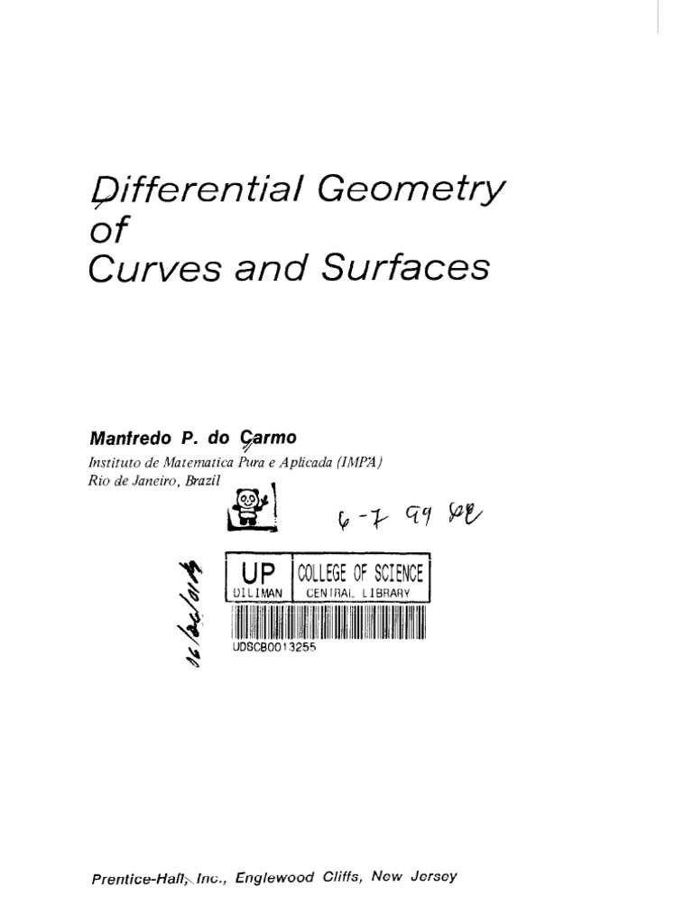 Manfredo Do Carmo Differential Geometry of Curves and Surfaces (1976