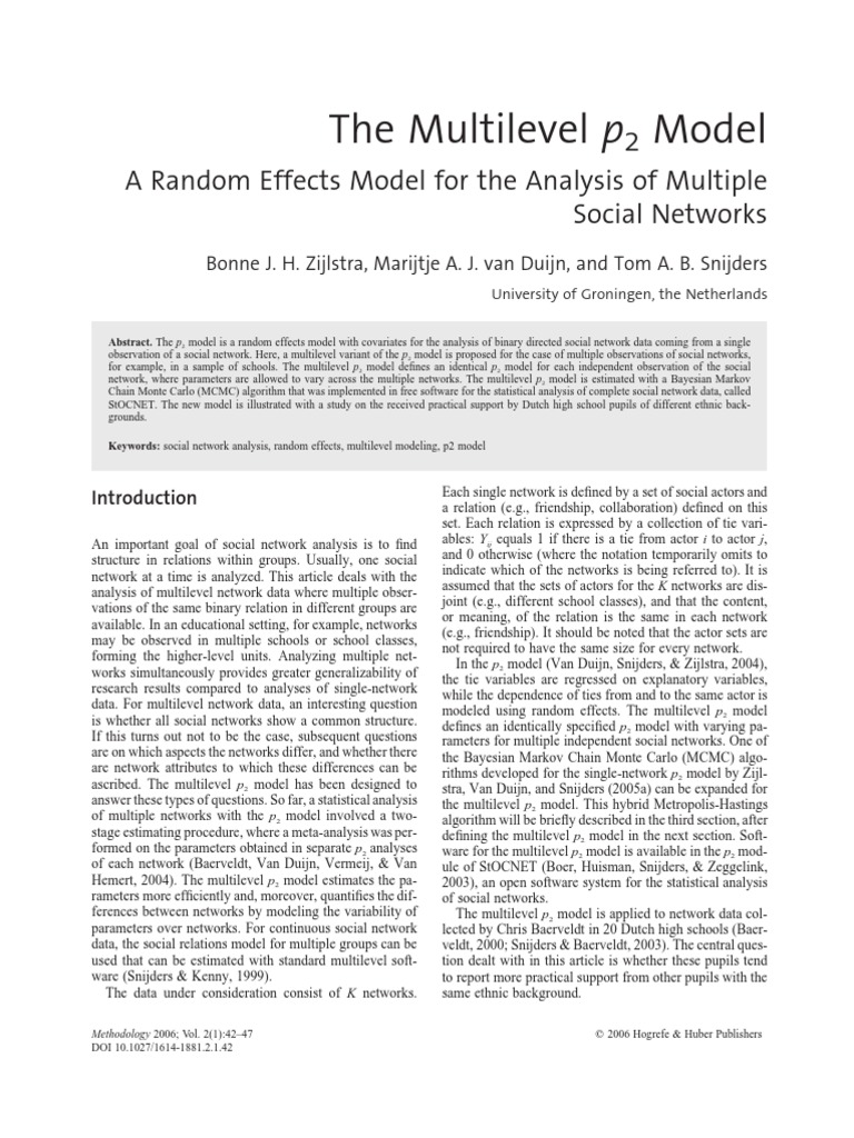 Multilevel p2 Model for Social Networks | PDF | Covariance Matrix ...