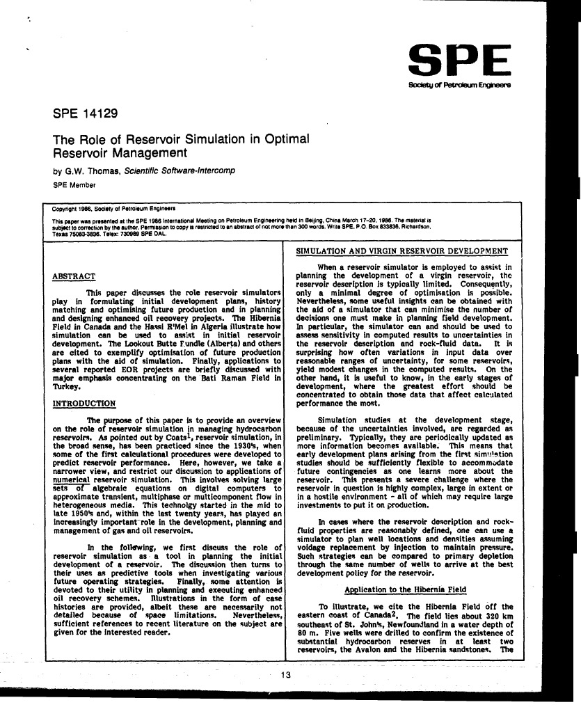 The Role of Reservoir Simulation in Optimal Reservoir Management PDF Petroleum Reservoir