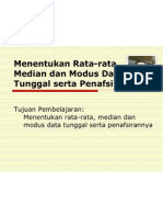 Menentukan Rata-Rata, Median Dan Modus Data Tunggal