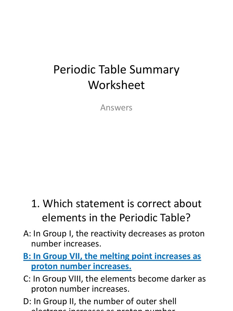 Periodic Table Concepts and Reactions | PDF | Iodine | Chlorine
