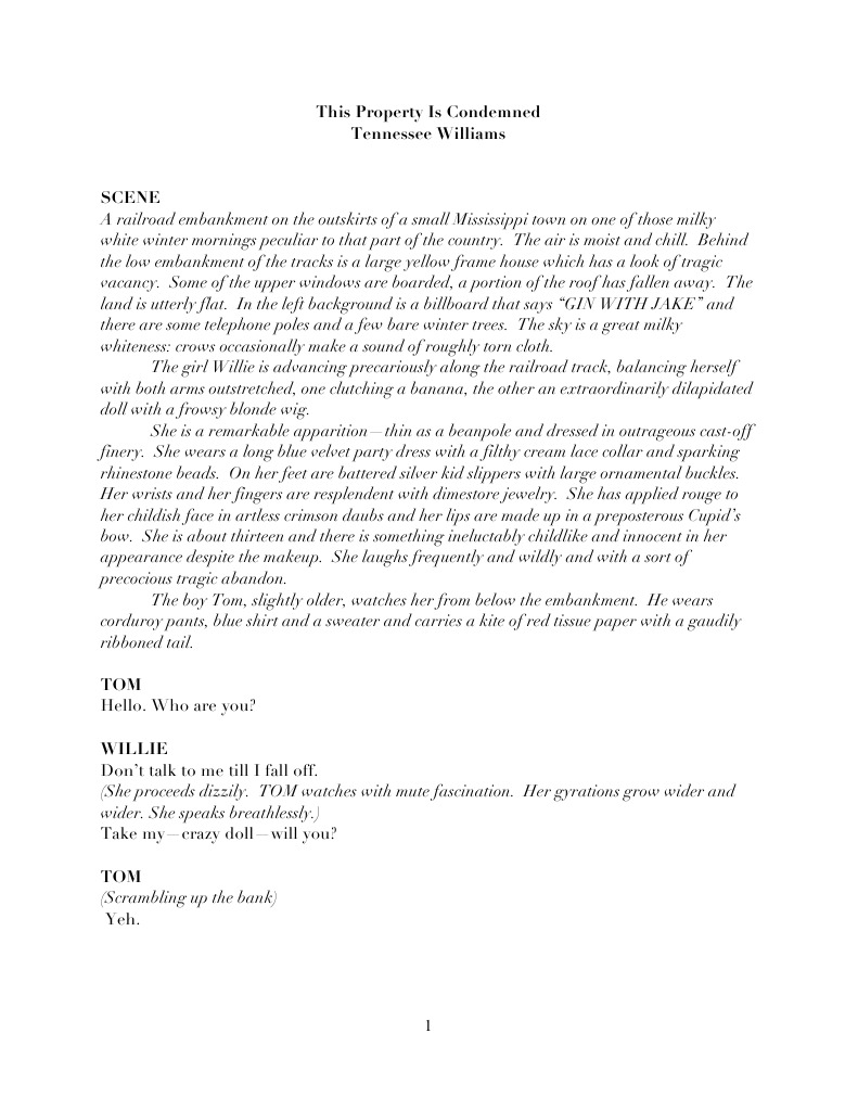 This Property is Condemned Script 918 Leisure