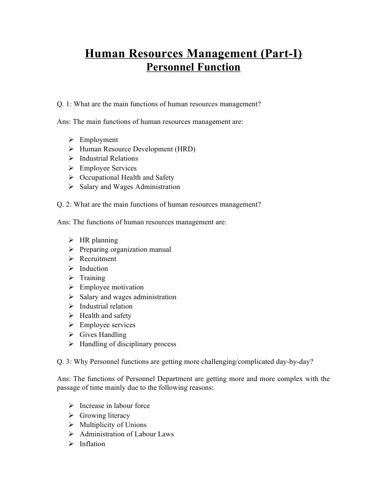 Key Functions of Human Resources Management | PDF