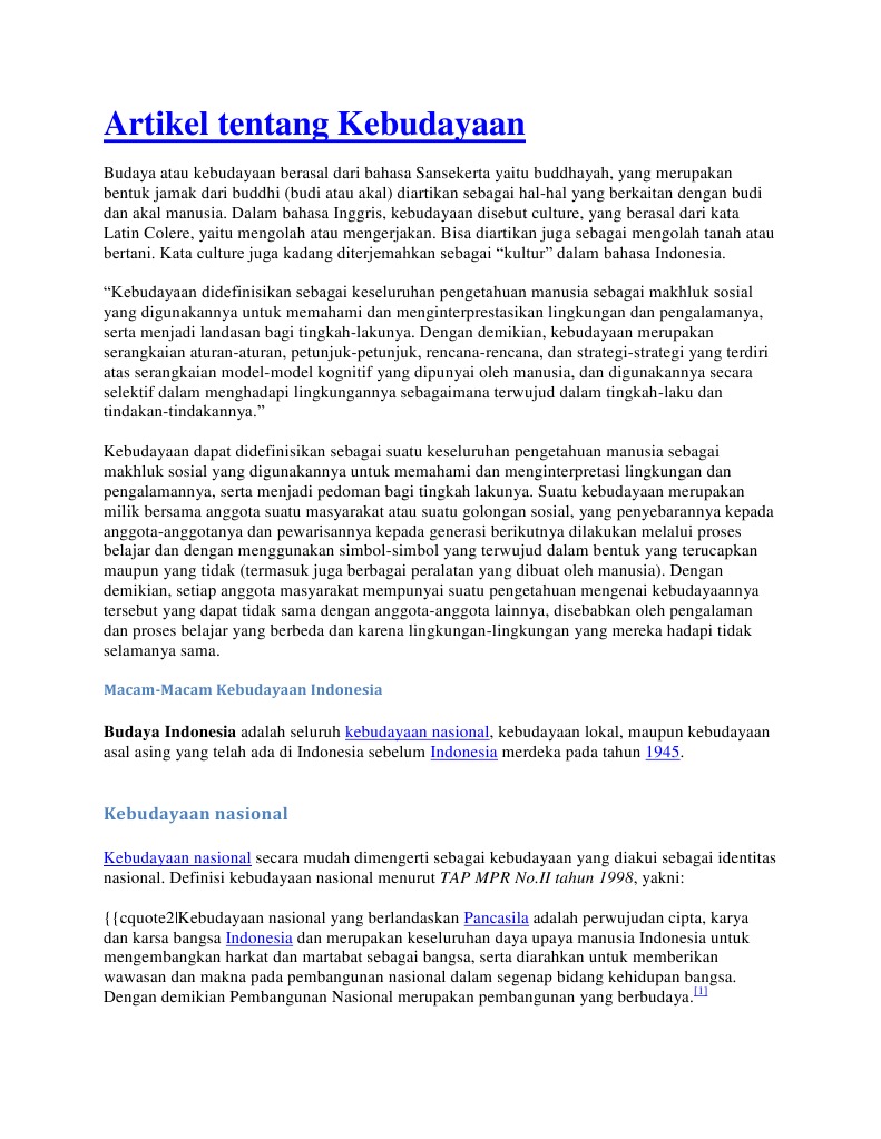Artikel Tentang budaya Artikel Tentang budaya