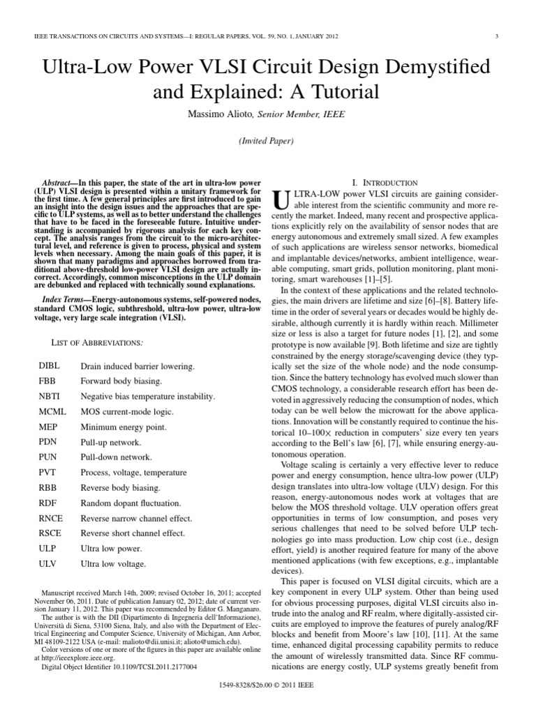 Ultra-Low Power VLSI Circuit | PDF | Mosfet | Cmos
