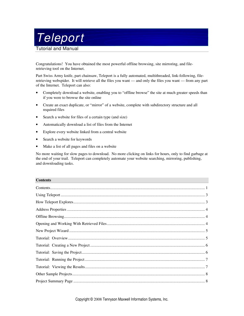 Teleport User Manual | PDF | Http Cookie | Websites