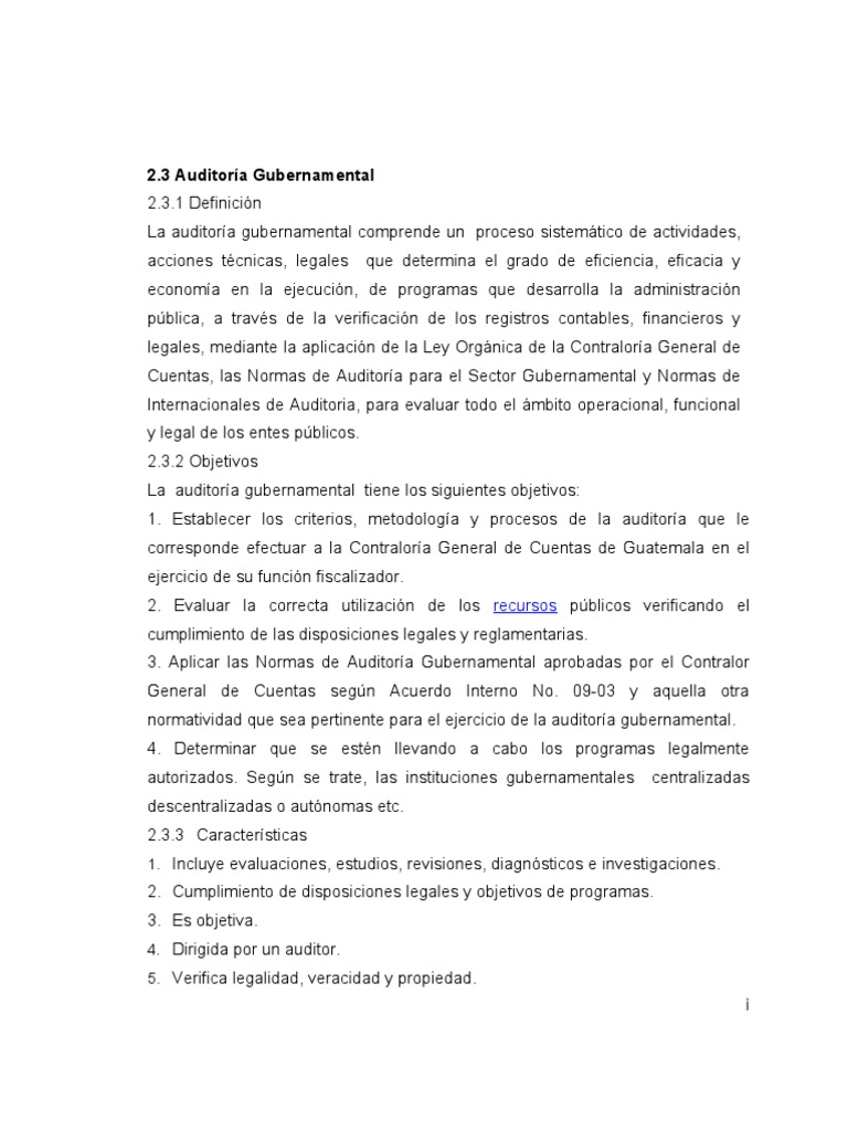 Definición y Características de Auditoría Gubernamental | PDF ...