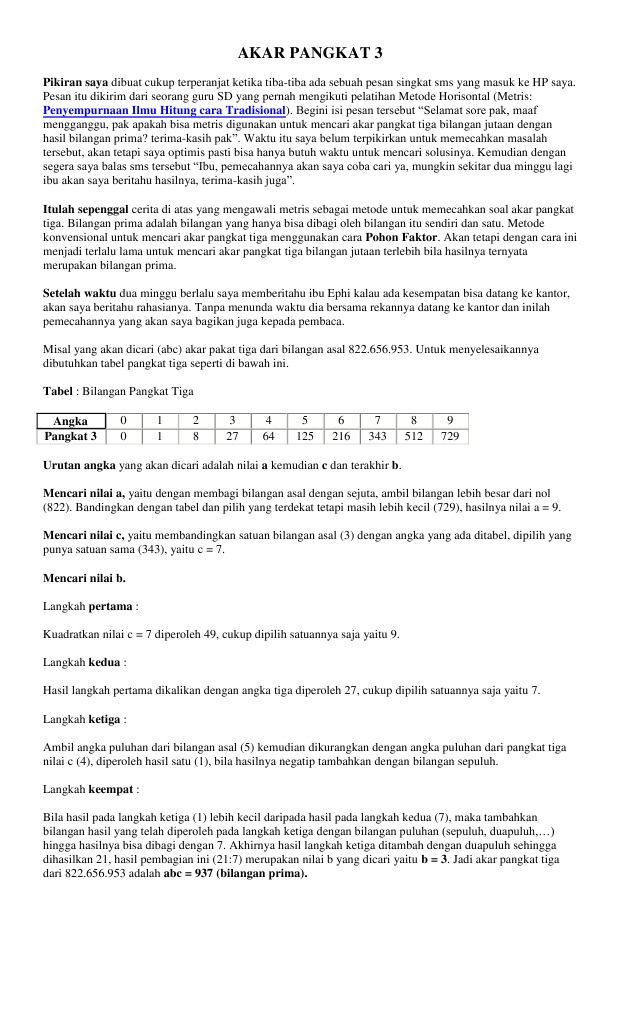 Contoh Soal Cerita Akar Pangkat 3 Dan Penyelesaiannya ...