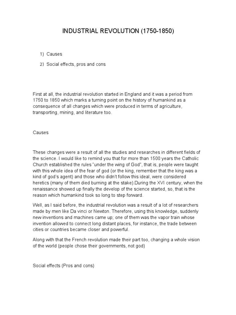 Industrial revolution dbq essay example picture