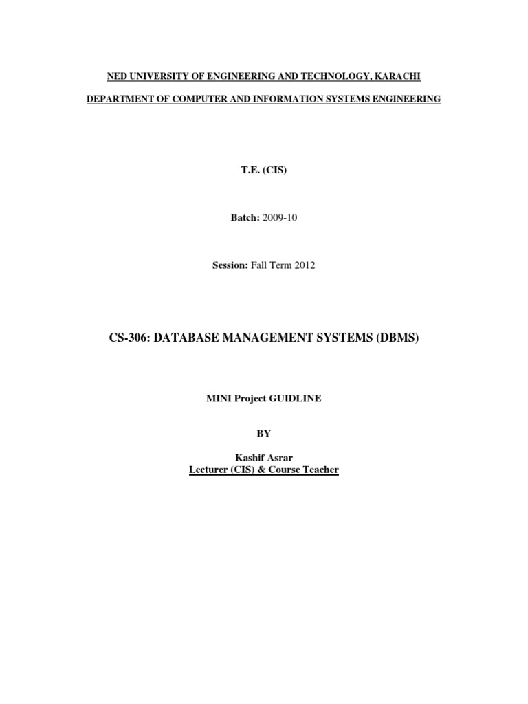 Dbms Mini Project Pdf Databases Data Management