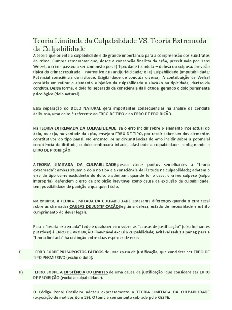 Teorias da Culpabilidade Penal | PDF | Intenção (Direito Penal) | Justiça