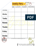 Weekly Menu Plan Page For Fall