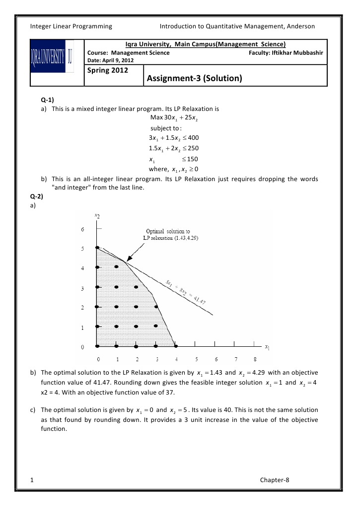 example of assignment problem in linear programming