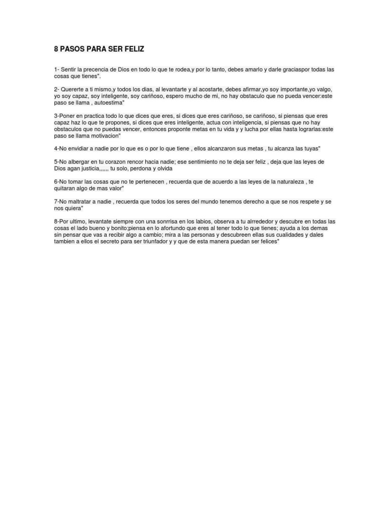 8 Pasos Para Ser Feliz