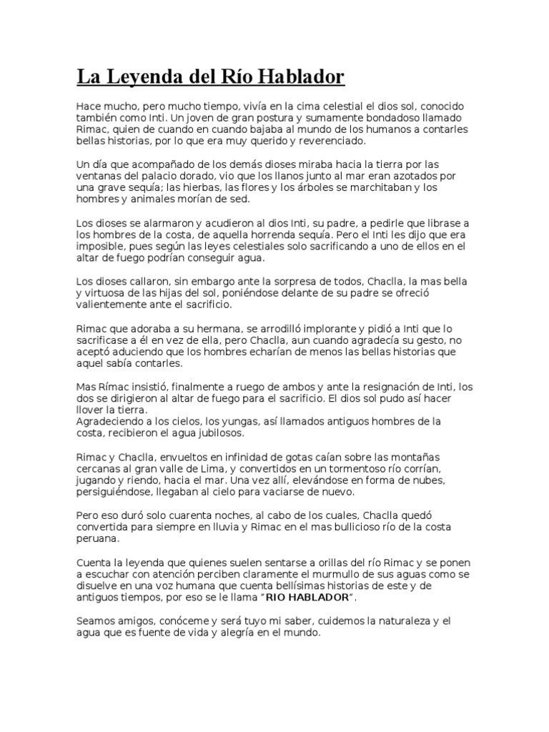 La Leyenda del Río Hablador | PDF | Perú | Lima