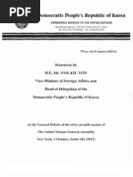North Korea Vice Minister of Foreign Affairs's prepared remarks for the UN General Assembly