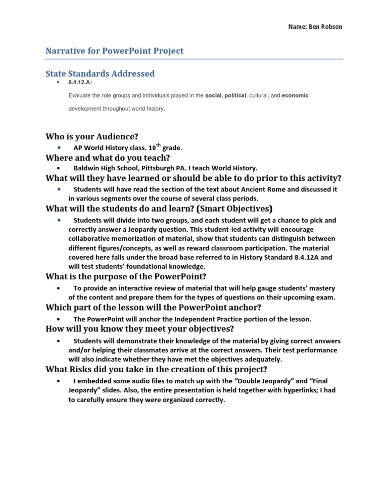 Narrative Template | PDF