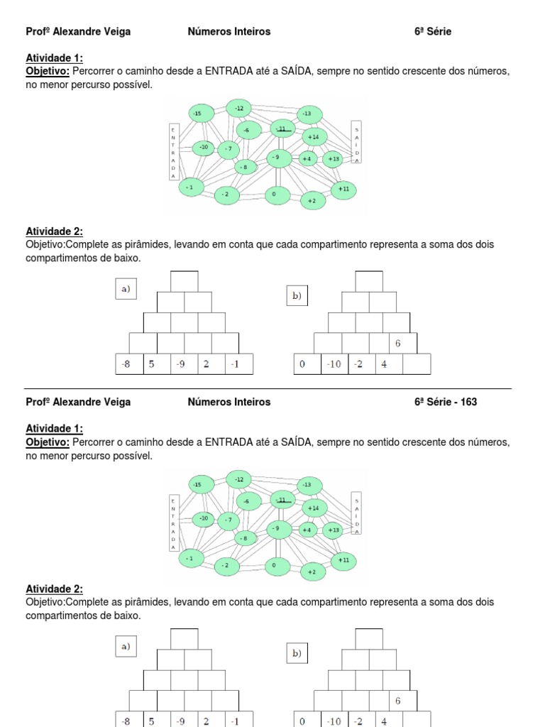 Multiplicação E Divisão De Números Inteiros Exercicios