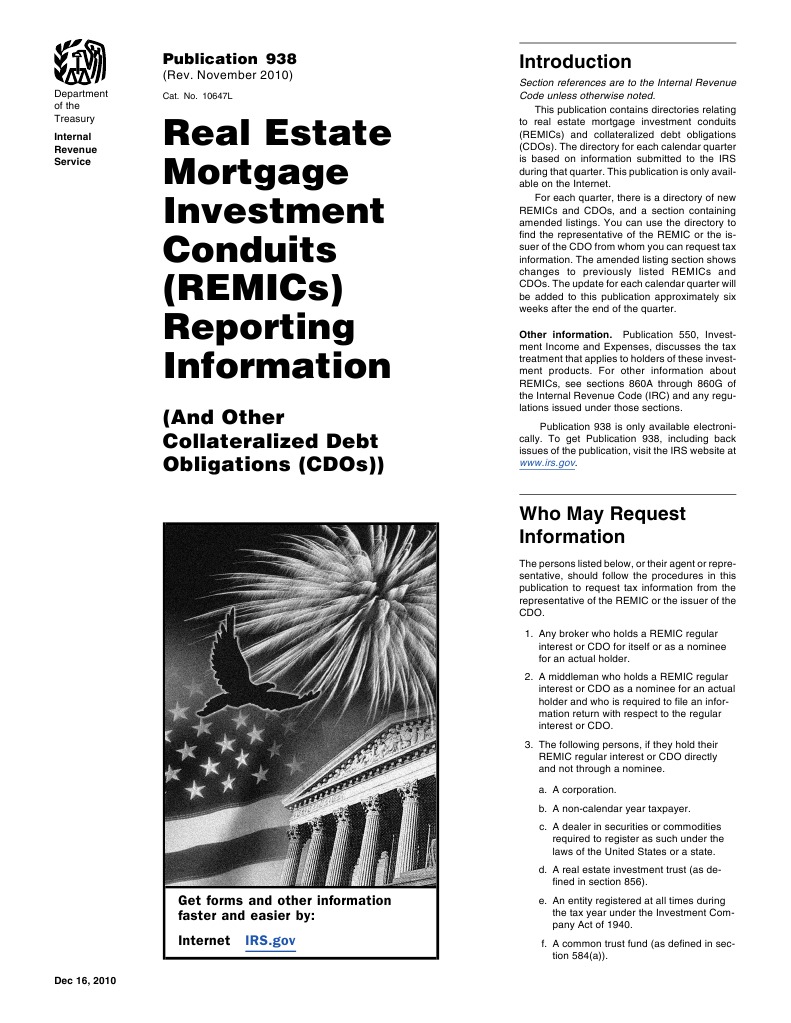 Real Estate Mortgage Investment Conduits (Remics) Reporting Information ...