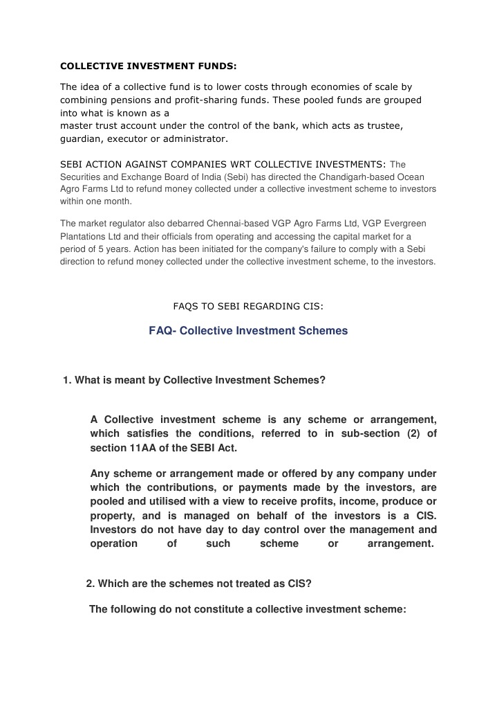Collective Investment Funds and Faqs PDF Investment Fund Investing