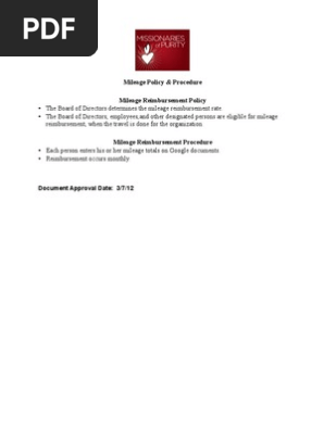 Mileage Policy Procedure