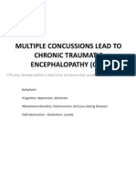 Multiple Concussions Lead To Chronic Traumatic Encephalopathy (Cte)