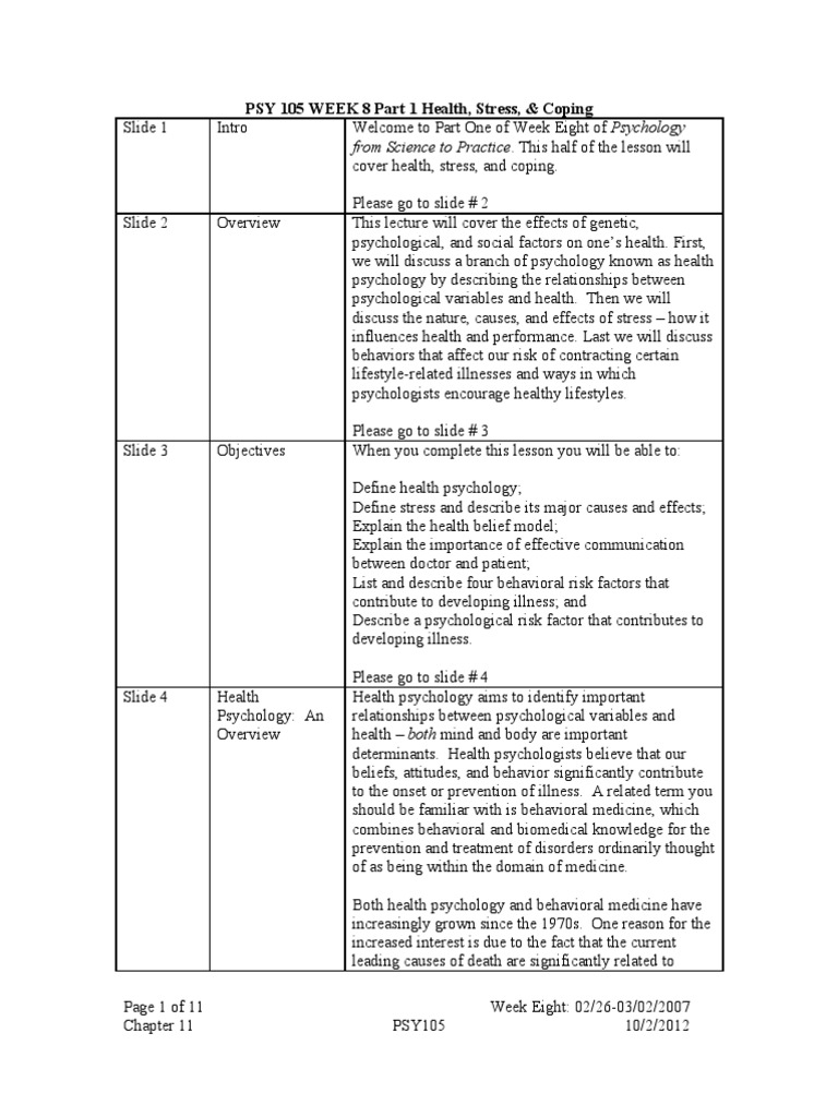 Health Psychology: Stress and Coping | PDF | Health Psychology | Stress ...