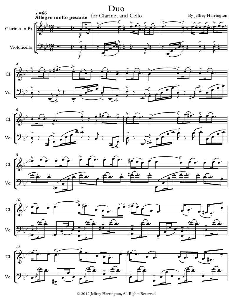 Duo for and Cello Score