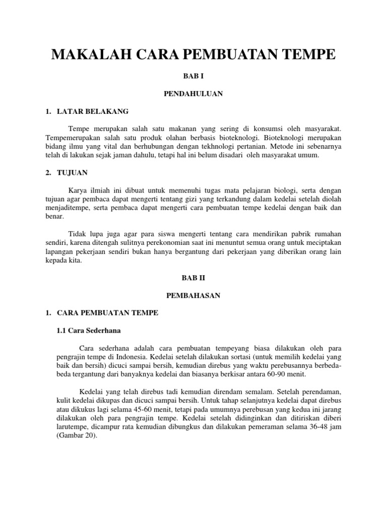 Makalah Cara Pembuatan Tempe PDF
