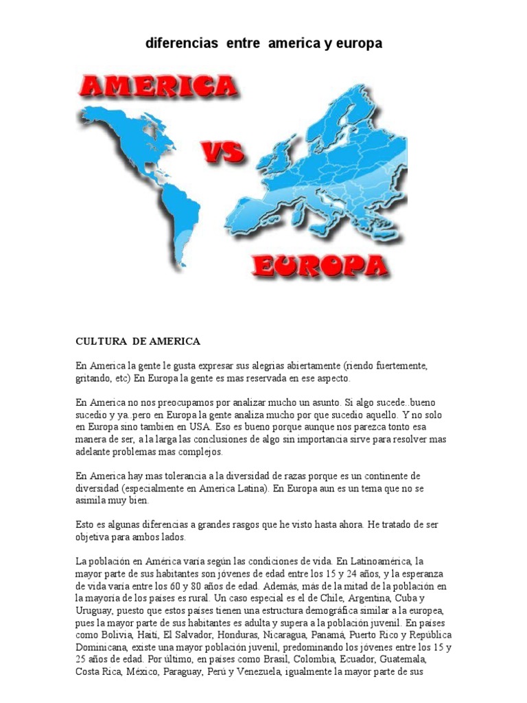 Diferencias Entre America y Europa