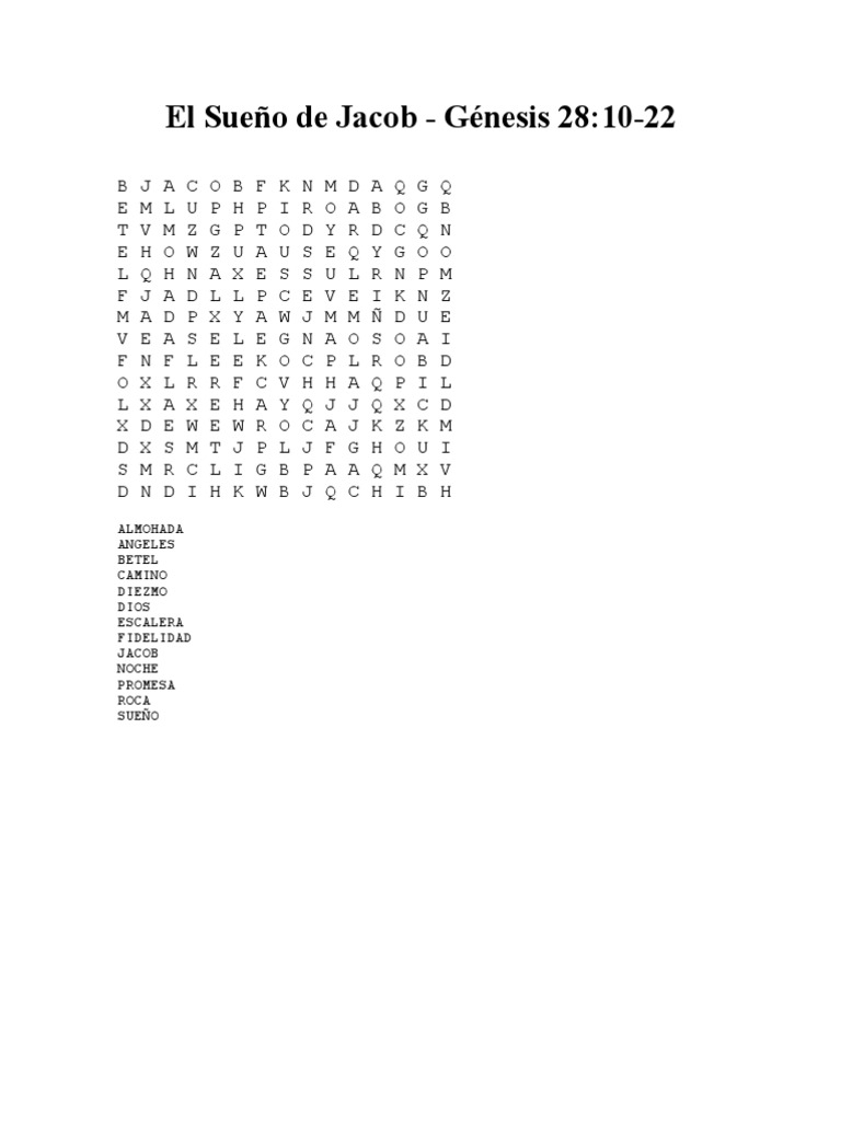 El Sueño de Jacob- sopa de letras | PDF