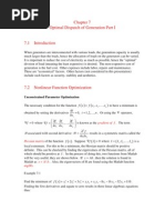 Optimal Dispatch of Generation Part I: Unconstrained Parameter Optimization