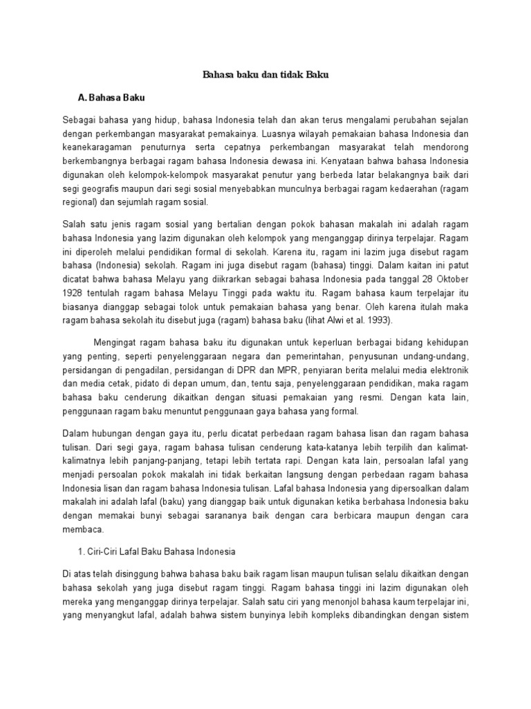 Bahasa Baku Dan Tidak Baku 2 Pdf