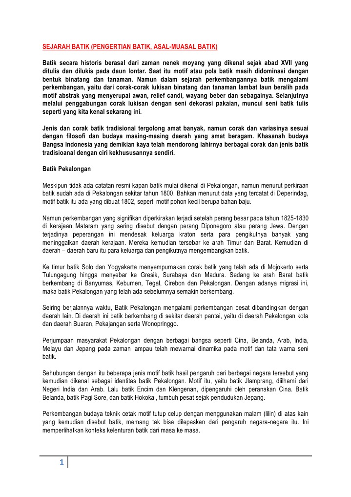 Sejarah Batik Pdf