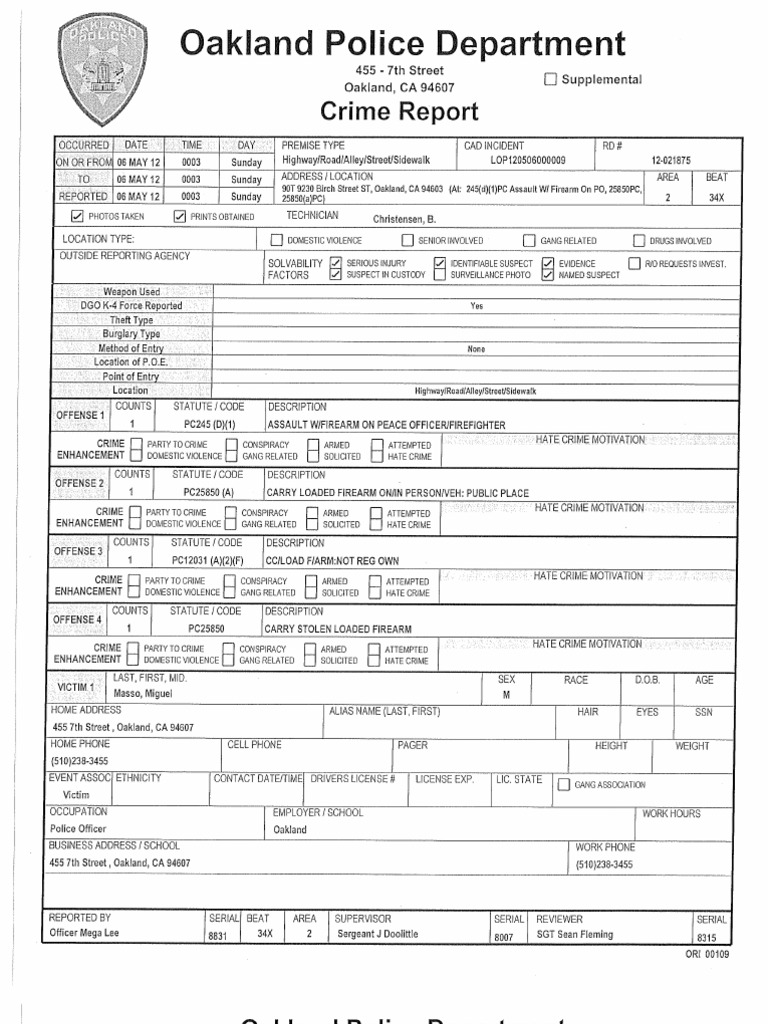 Alan Blueford Police Report | PDF