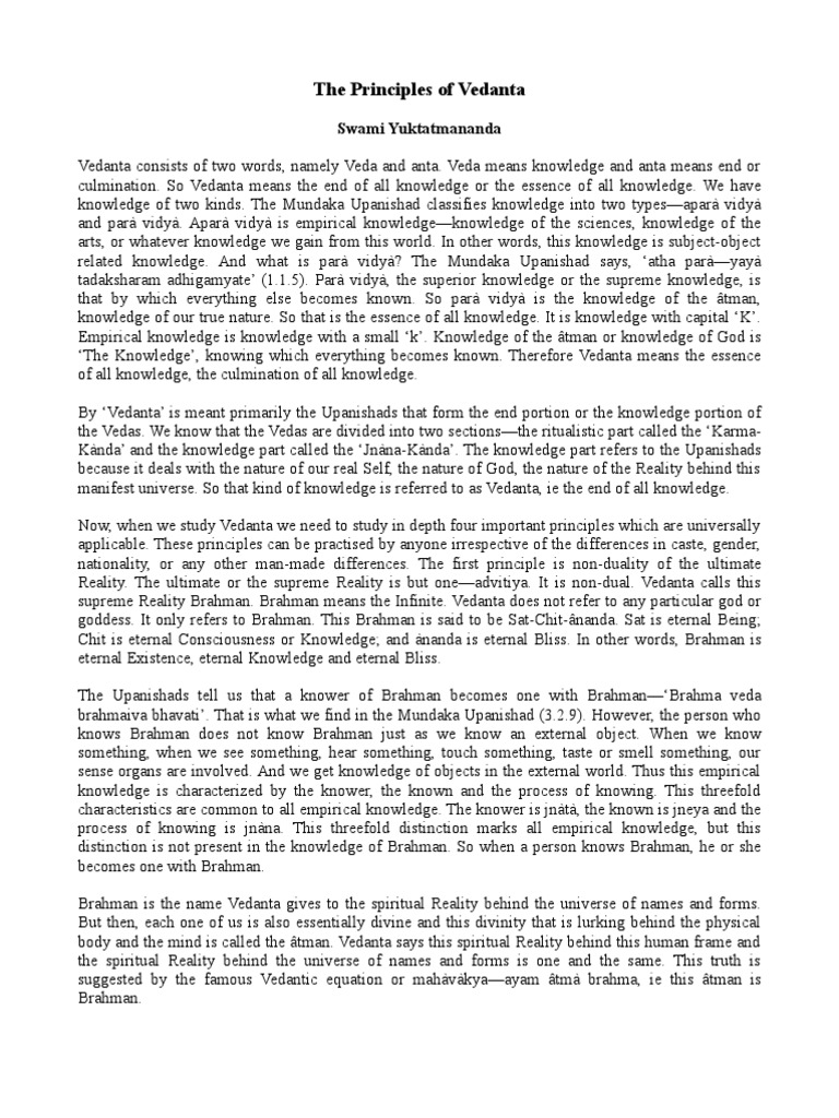 Principles of Vedanta Philosophy | PDF | Brahman | Ātman (Hinduism)