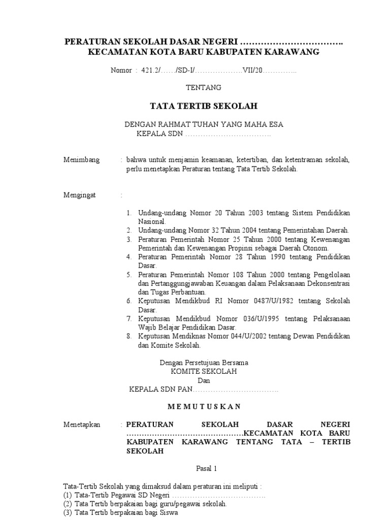 Contoh Surat Hukuman Tata Tertib