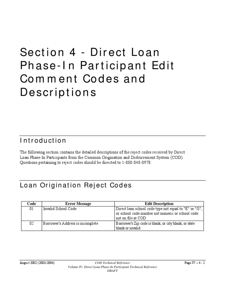 COD Reject Codes 24-25 Overview | PDF