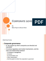 Orporate Governance: by Mitul Pujari & Dhaval Shah