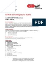 CADsoft Consulting Course Outline - AutoCAD MEP 2013 Essentials