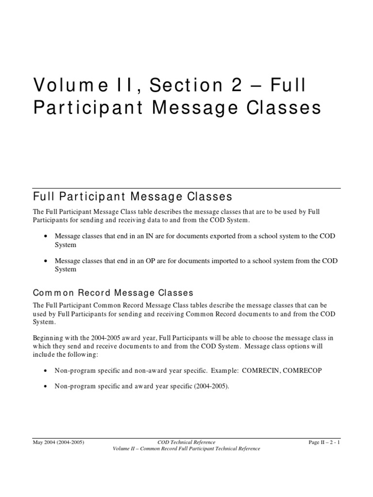 Full Participant Message Classes Guide | PDF | Information Technology ...