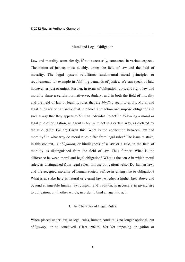 Moral and Legal Obligation | PDF | Jurisprudence | Natural Law