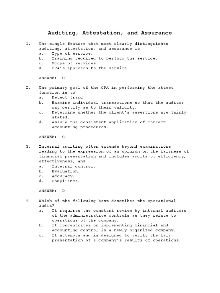 Auditing; Attestation; and Assurance