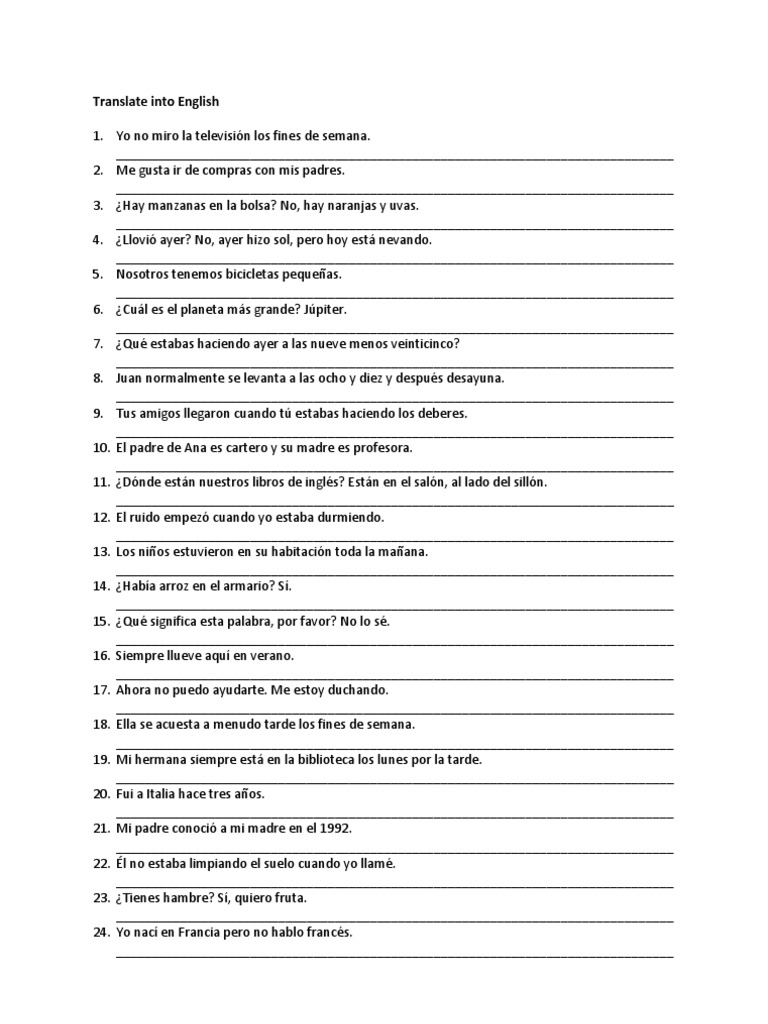2º ESO Spanish-English Translation With Key | PDF