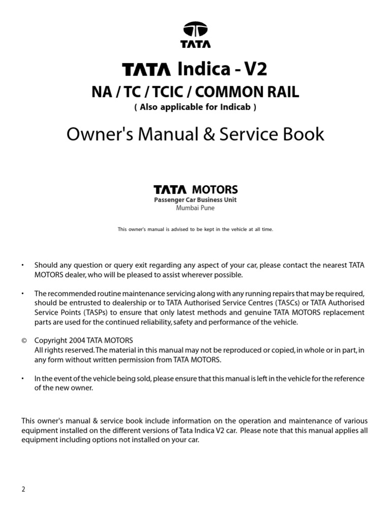 Tata Indica v2 (Revision) PDF Car Fuel Injection